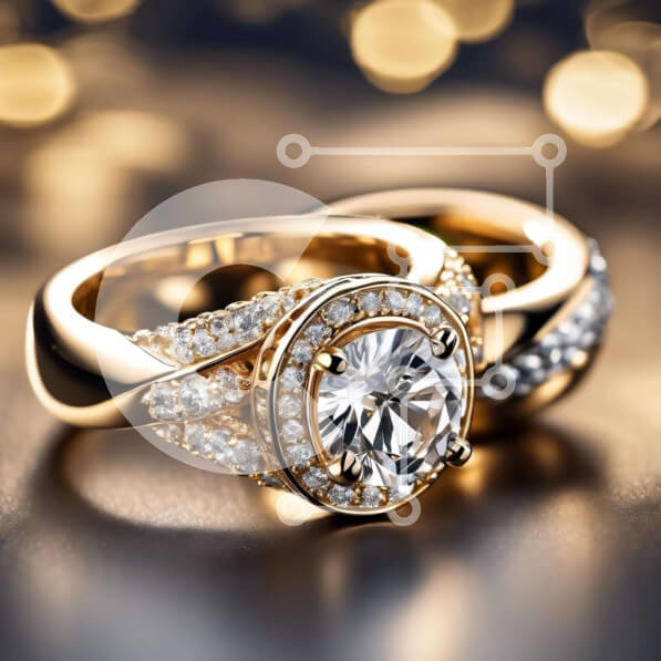 Σετ των 2 Intra Συλλεκτικό Ξύλινο Παζλ Plywood  4mm - Χρυσές βέρες με διαμάντι σε κομψό μαύρο φόντο Σε Ξύλινο Κουτί - Διαστάσεις: 10x10 cm – 25 κομμάτια