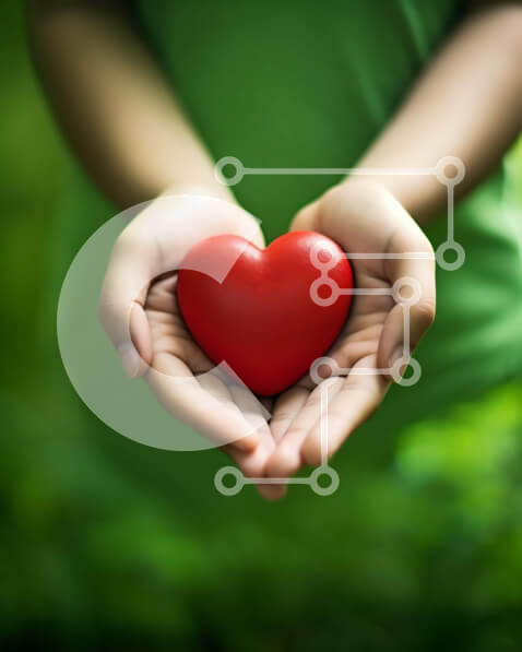 Intra Συλλεκτικό Ξύλινο Παζλ Plywood  4mm - Χέρια που κρατούν την κόκκινη καρδιά για να δείξουν αγάπη και στοργή Σε Ξύλινο Κουτί - Διαστάσεις Puzzle: 10x10 cm – 25 κομμάτια