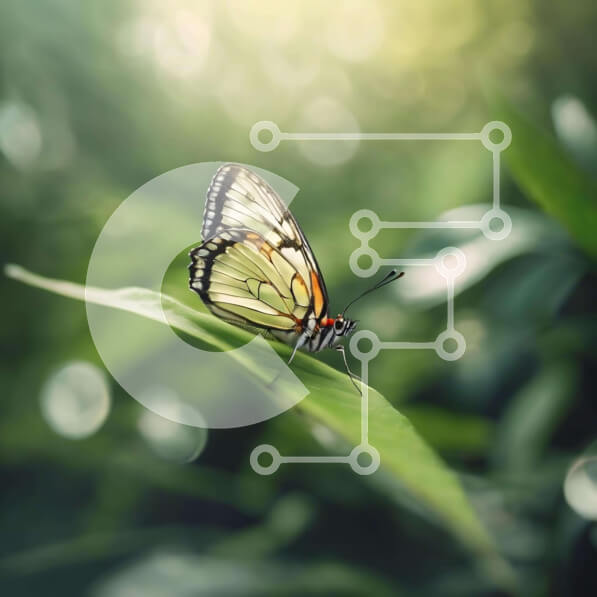 Intra Συλλεκτικό Ξύλινο Παζλ Plywood  4mm - Λευκή πεταλούδα στα πράσινα φύλλα Σε Ξύλινο Κουτί - Διαστάσεις: 10x10 cm – 25 κομμάτια