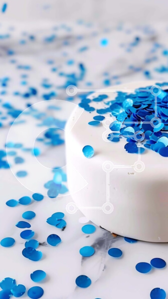 Intra Συλλεκτικό Ξύλινο Παζλ Plywood  4mm - Λευκό κέικ με μπλε κομφετί και μπαλόνια Σε Ξύλινο Κουτί - Διαστάσεις: 10x10 cm – 25 κομμάτια