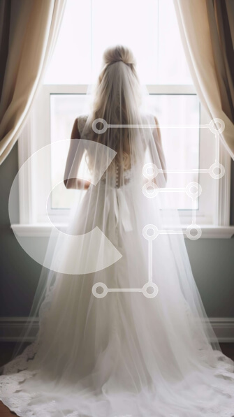 Intra Συλλεκτικό Ξύλινο Παζλ Plywood  4mm - Νύφη με νυφικό που κοιτάζει έξω από το παράθυρο Σε Ξύλινο Κουτί - Διαστάσεις Puzzle: 10x10 cm – 25 κομμάτια