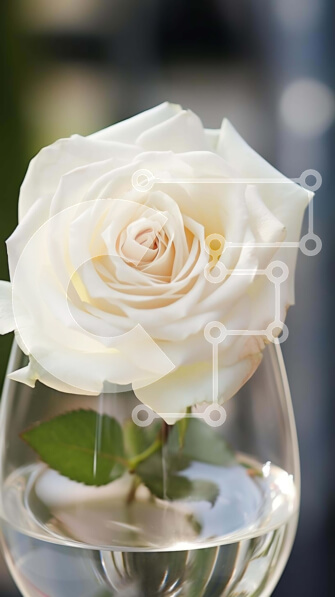 Σετ των 2 Intra Συλλεκτικό Ξύλινο Παζλ Plywood  4mm - Κομψό λευκό τριαντάφυλλο σε γυάλινο βάζο Σε Ξύλινο Κουτί - Διαστάσεις: 10x10 cm – 25 κομμάτια