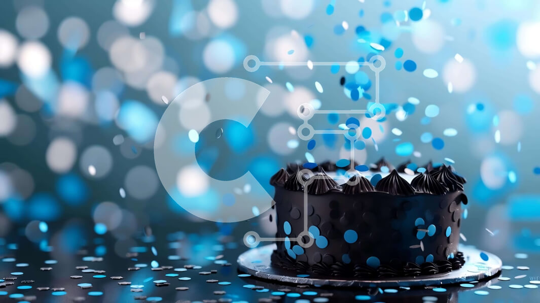 Σετ των 2 Intra Συλλεκτικό Ξύλινο Παζλ Plywood  4mm - Μαύρη γιορτινή τούρτα με μπλε κομφετί Σε Ξύλινο Κουτί - Διαστάσεις: 10x10 cm – 25 κομμάτια