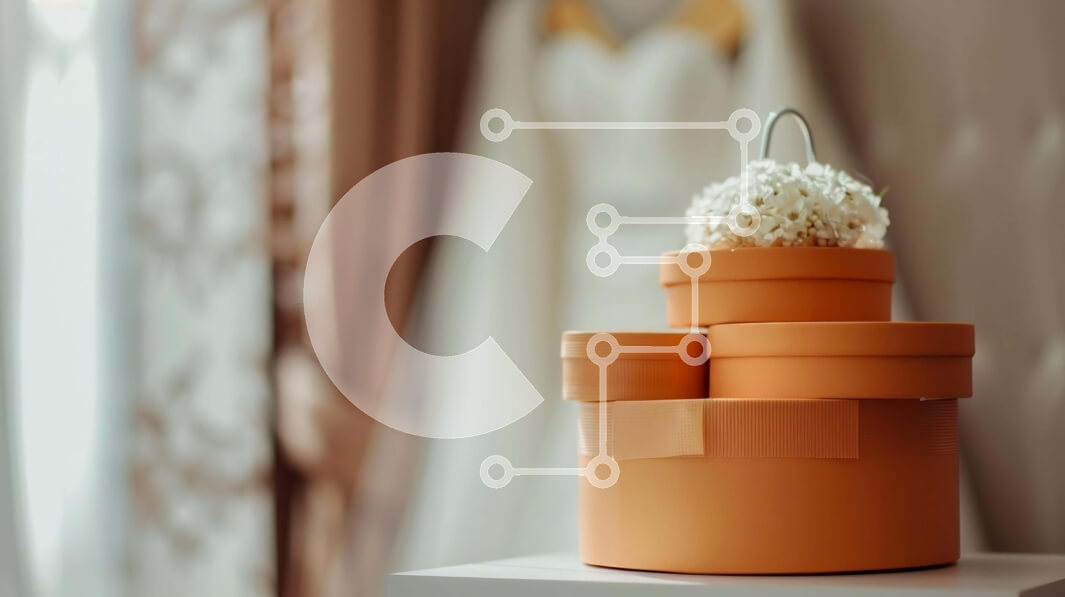 Σετ των 2 Intra Συλλεκτικό Ξύλινο Παζλ Plywood  4mm - Στοιβαγμένες πορτοκαλί μπομπονιέρες με λευκό λουλούδι Σε Ξύλινο Κουτί - Διαστάσεις: 10x10 cm – 25 κομμάτια