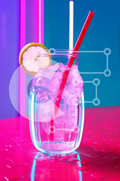 Σετ των 2 Intra Συλλεκτικό Ξύλινο Παζλ Plywood  4mm - Δροσιστική παγωμένη λεμονάδα με φέτα πορτοκαλιού και φώτα νέον Σε Ξύλινο Κουτί - Διαστάσεις: 10x10 cm – 25 κομμάτια