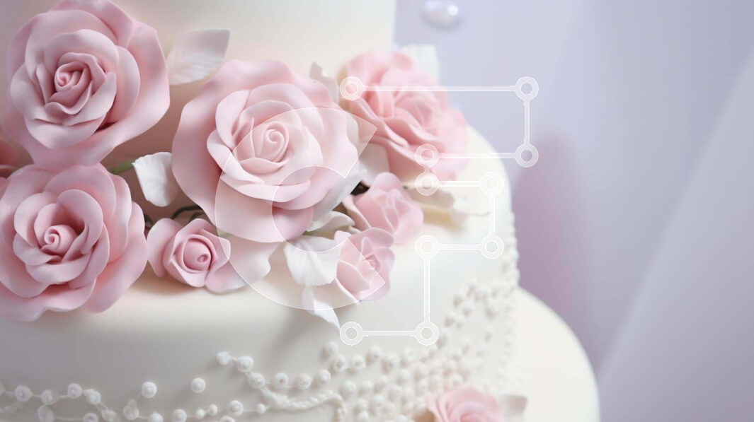 Σετ των 2 Intra Συλλεκτικό Ξύλινο Παζλ Plywood  4mm - Λευκή τούρτα τριών επιπέδων με ροζ τριαντάφυλλα και πέρλες Σε Ξύλινο Κουτί - Διαστάσεις: 10x10 cm – 25 κομμάτια