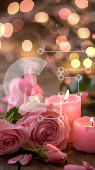 Intra Συλλεκτικό Ξύλινο Παζλ Plywood  4mm - Ρομαντικά ροζ τριαντάφυλλα και κεριά καρδιάς Σε Ξύλινο Κουτί - Διαστάσεις Puzzle: 10x10 cm – 25 κομμάτια