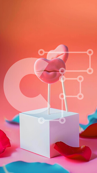 Intra Συλλεκτικό Ξύλινο Παζλ Plywood  4mm - Ροζ Cake Pop με χείλη και πέταλα σε λευκό κουτί Σε Ξύλινο Κουτί - Διαστάσεις: 10x10 cm – 25 κομμάτια