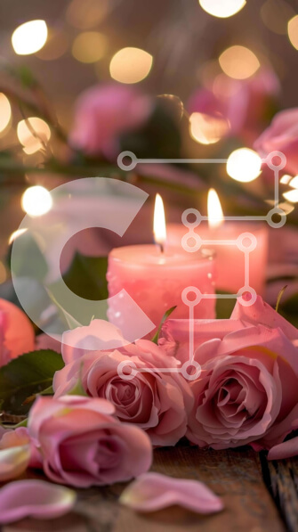 Intra Συλλεκτικό Ξύλινο Παζλ Plywood  4mm - Ρομαντικά ροζ τριαντάφυλλα και κεριά σε ξύλινο τραπέζι Σε Ξύλινο Κουτί - Διαστάσεις Puzzle: 10x10 cm – 25 κομμάτια