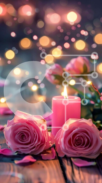 Intra Συλλεκτικό Ξύλινο Παζλ Plywood  4mm - Ρομαντική γιορτή του Αγίου Βαλεντίνου με ροζ τριαντάφυλλα και κερί Σε Ξύλινο Κουτί - Διαστάσεις: 10x10 cm – 25 κομμάτια