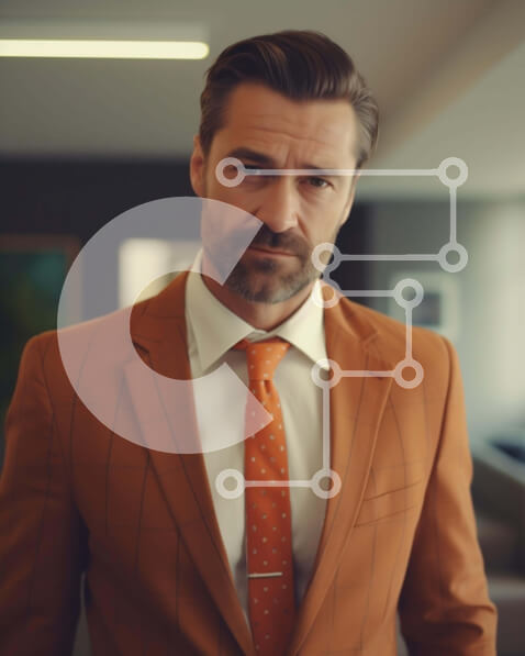 Intra Συλλεκτικό Ξύλινο Παζλ Plywood  4mm - Άνδρας με πορτοκαλί κοστούμι και γραβάτα Σε Ξύλινο Κουτί - Διαστάσεις Puzzle: 10x10 cm – 25 κομμάτια