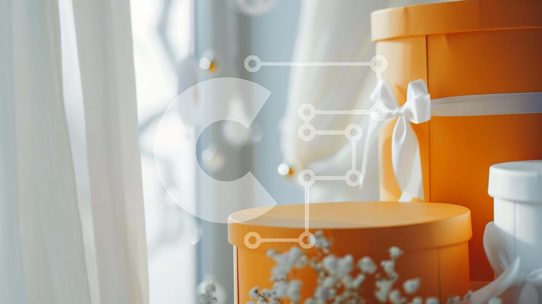 Intra Συλλεκτικό Ξύλινο Παζλ Plywood  4mm - Στοιβαγμένα πορτοκαλί κουτιά δώρων με λευκά λουλούδια Σε Ξύλινο Κουτί - Διαστάσεις: 10x10 cm – 25 κομμάτια