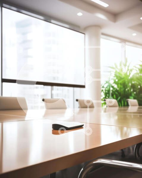 Intra Συλλεκτικό Ξύλινο Παζλ Plywood  4mm - Τραπέζι συνεδρίων σε ανοιχτό χώρο με καρέκλες και φυτά Σε Ξύλινο Κουτί - Διαστάσεις Puzzle: 10x10 cm – 25 κομμάτια