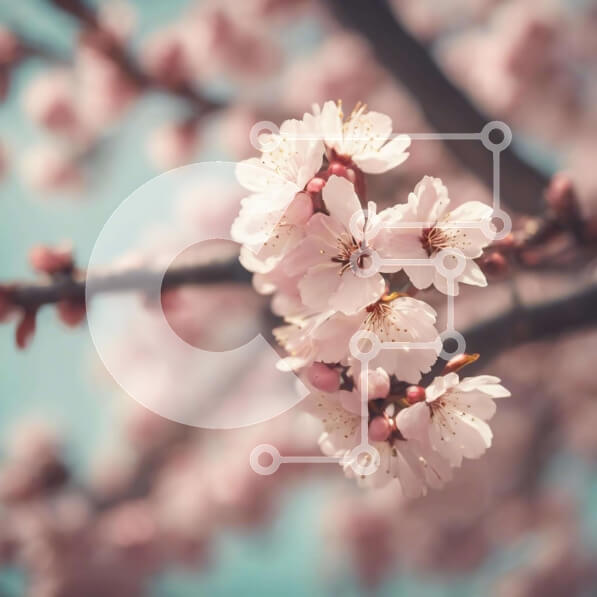 Intra Συλλεκτικό Ξύλινο Παζλ Plywood  4mm - Κοντινό πλάνο του δέντρου Cherry Blossom με ροζ λουλούδια σε άνθιση Σε Ξύλινο Κουτί - Διαστάσεις: 10x10 cm – 25 κομμάτια