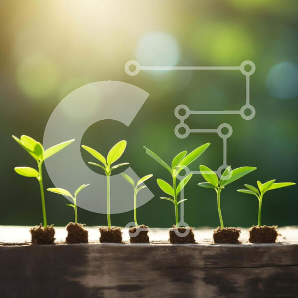 Intra Συλλεκτικό Ξύλινο Παζλ Plywood  4mm - Σειρά από μικρά πράσινα φυτά που αναπτύσσονται έξω από το έδαφος Σε Ξύλινο Κουτί - Διαστάσεις: 10x10 cm – 25 κομμάτια