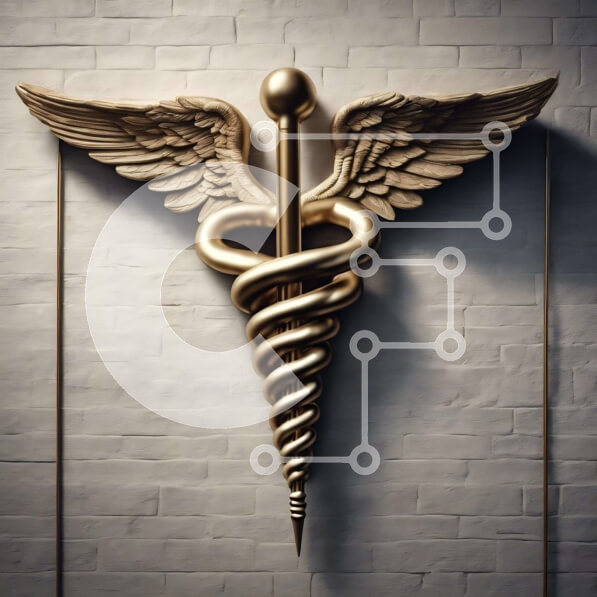 Intra Συλλεκτικό Ξύλινο Παζλ Plywood  4mm - Χρυσό ιατρικό σύμβολο Caduceus Σε Ξύλινο Κουτί - Διαστάσεις Puzzle: 10x10 cm – 25 κομμάτια