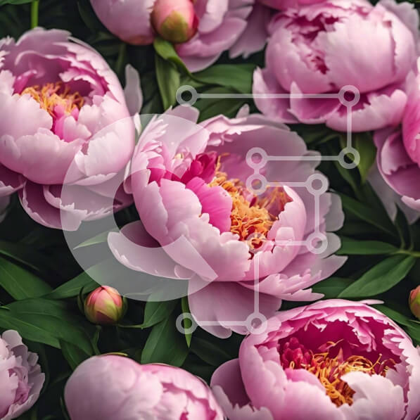 Intra Συλλεκτικό Ξύλινο Παζλ Plywood  4mm - Συστάδα από ροζ παιώνιες σε πράσινα φύλλα Σε Ξύλινο Κουτί - Διαστάσεις: 10x10 cm – 25 κομμάτια