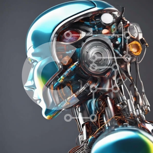 Intra Συλλεκτικό Ξύλινο Παζλ Plywood  4mm - Φουτουριστική ρομποτική κεφαλή με καλώδια και ηλεκτρονικά εξαρτήματα Σε Ξύλινο Κουτί - Διαστάσεις Puzzle: 10x10 cm – 25 κομμάτια