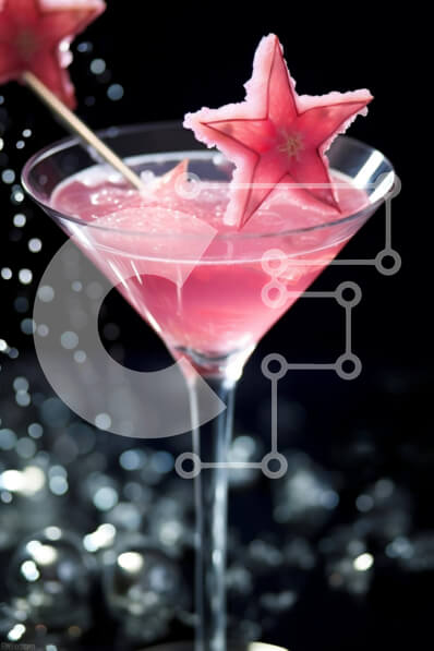 Σετ των 2 Intra Συλλεκτικό Ξύλινο Παζλ Plywood  4mm - Ροζ ποτήρι Martini με γαρνιτούρες σε σχήμα αστεριού Σε Ξύλινο Κουτί - Διαστάσεις: 10x10 cm – 25 κομμάτια