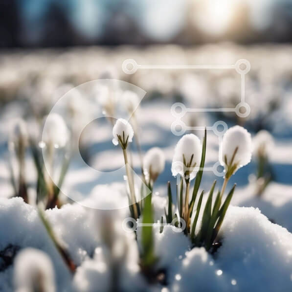 Intra Συλλεκτικό Ξύλινο Παζλ Plywood  4mm - Χιονισμένο χωράφι με λευκά βαμβακερά λουλούδια Σε Ξύλινο Κουτί - Διαστάσεις: 10x10 cm – 25 κομμάτια