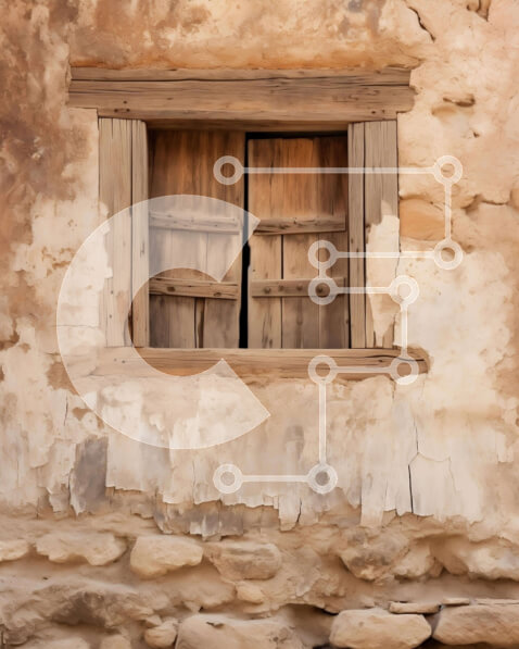 Intra Συλλεκτικό Ξύλινο Παζλ Plywood  4mm - Παλιό πέτρινο παράθυρο κτηρίου με ξύλινα παραθυρόφυλλα Σε Ξύλινο Κουτί - Διαστάσεις Puzzle: 10x10 cm – 25 κομμάτια