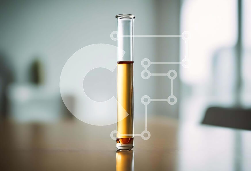 Intra Συλλεκτικό Ξύλινο Παζλ Plywood  4mm - Δοκιμαστικός σωλήνας γεμάτος με διαυγές υγρό σε ξύλινο τραπέζι Σε Ξύλινο Κουτί - Διαστάσεις Puzzle: 10x10 cm – 25 κομμάτια