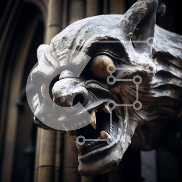 Intra Συλλεκτικό Ξύλινο Παζλ Plywood  4mm - Γοτθικό άγαλμα Gargoyle σε ιστορική δομή Σε Ξύλινο Κουτί - Διαστάσεις Puzzle: 10x10 cm – 25 κομμάτια