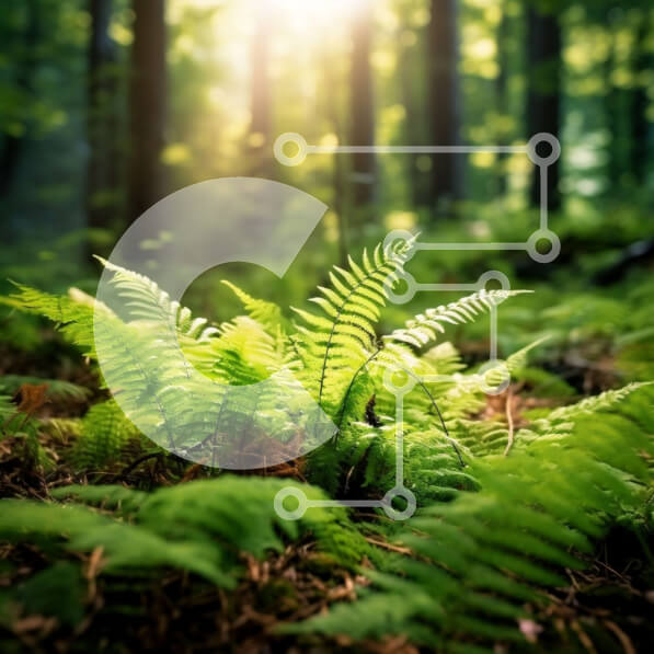 Intra Συλλεκτικό Ξύλινο Παζλ Plywood  4mm - Εκπληκτικό δάσος με καταπράσινες φτέρες στο φως του ήλιου Σε Ξύλινο Κουτί - Διαστάσεις Puzzle: 10x10 cm – 25 κομμάτια