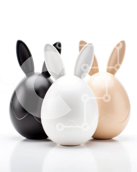 Intra Συλλεκτικό Ξύλινο Παζλ Plywood  4mm - Τρία ειδώλια σε σχήμα κουνελιού - Μαύρο, λευκό και μπεζ Σε Ξύλινο Κουτί - Διαστάσεις: 10x10 cm – 25 κομμάτια