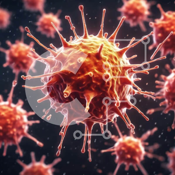 Intra Συλλεκτικό Ξύλινο Παζλ Plywood  4mm - τρισδιάστατη εικόνα κόκκινων και πορτοκαλί κυττάρων που απεικονίζουν μολυσματικές ασθένειες Σε Ξύλινο Κουτί - Διαστάσεις Puzzle: 10x10 cm – 25 κομμάτια