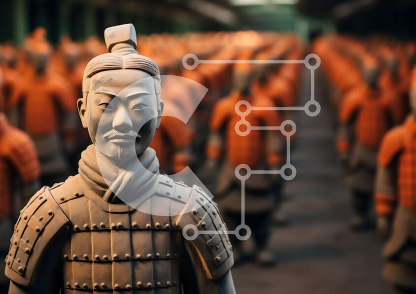 Intra Συλλεκτικό Ξύλινο Παζλ Plywood  4mm - Έκθεση Terracotta Warriors Σε Ξύλινο Κουτί - Διαστάσεις Puzzle: 10x10 cm – 25 κομμάτια