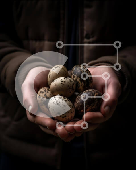 Intra Συλλεκτικό Ξύλινο Παζλ Plywood  4mm - Ποικιλία αυγών ορτυκιών στη φύση Σε Ξύλινο Κουτί - Διαστάσεις: 10x10 cm – 25 κομμάτια