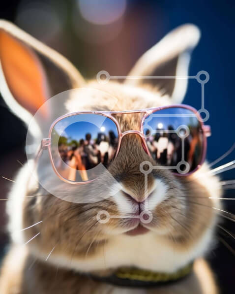 Σετ των 2 Intra Συλλεκτικό Ξύλινο Παζλ Plywood  4mm - Cool Brown Bunny που φοράει γυαλιά ηλίου Σε Ξύλινο Κουτί - Διαστάσεις: 10x10 cm – 25 κομμάτια