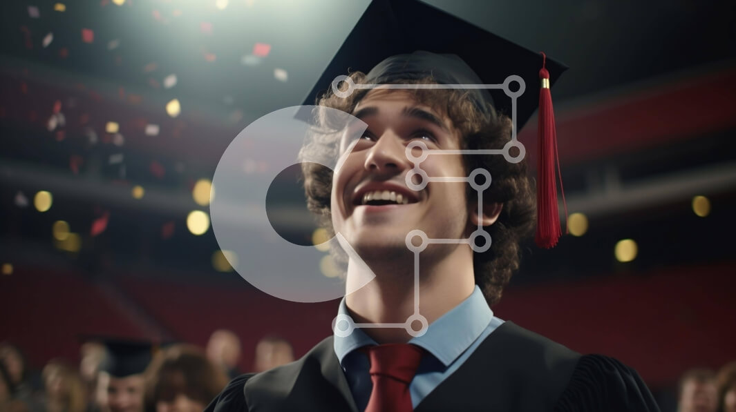 Intra Συλλεκτικό Ξύλινο Παζλ Plywood  4mm - Χαμογελαστός άνδρας απόφοιτος με κομφετί Σε Ξύλινο Κουτί - Διαστάσεις Puzzle: 10x10 cm – 25 κομμάτια