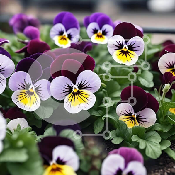 Intra Συλλεκτικό Ξύλινο Παζλ Plywood  4mm - Πολύχρωμα λουλούδια πανσών σε έναν κήπο Σε Ξύλινο Κουτί - Διαστάσεις: 10x10 cm – 25 κομμάτια