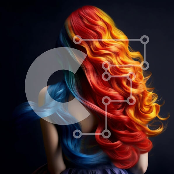 Σετ των 2 Intra Συλλεκτικό Ξύλινο Παζλ Plywood  4mm - Κομψή γυναίκα με πολύχρωμα μαλλιά σε μπλε φόρεμα Σε Ξύλινο Κουτί - Διαστάσεις: 10x10 cm – 25 κομμάτια