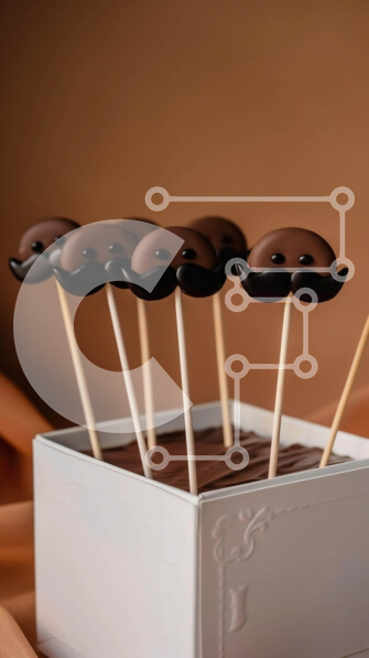 Intra Συλλεκτικό Ξύλινο Παζλ Plywood  4mm - Διάφορα Cake Pops με σοκολατένια μουστάκια και καραμέλα Σε Ξύλινο Κουτί - Διαστάσεις: 10x10 cm – 25 κομμάτια