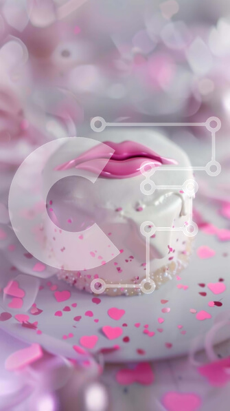 Intra Συλλεκτικό Ξύλινο Παζλ Plywood  4mm - Τούρτα του Αγίου Βαλεντίνου με ροζ χείλη και κομφετί Σε Ξύλινο Κουτί - Διαστάσεις: 10x10 cm – 25 κομμάτια