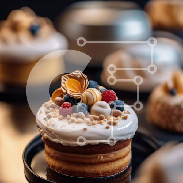 Σετ των 2 Intra Συλλεκτικό Ξύλινο Παζλ Plywood  4mm - Διάφορα επιδόρπια με φρούτα και ξηρούς καρπούς Σε Ξύλινο Κουτί - Διαστάσεις: 10x10 cm – 25 κομμάτια