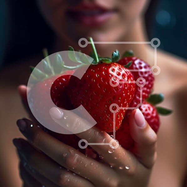 Σετ των 2 Intra Συλλεκτικό Ξύλινο Παζλ Plywood  4mm - Όμορφη εικόνα μιας γυναίκας που κρατά φρέσκες φράουλες Σε Ξύλινο Κουτί - Διαστάσεις: 10x10 cm – 25 κομμάτια