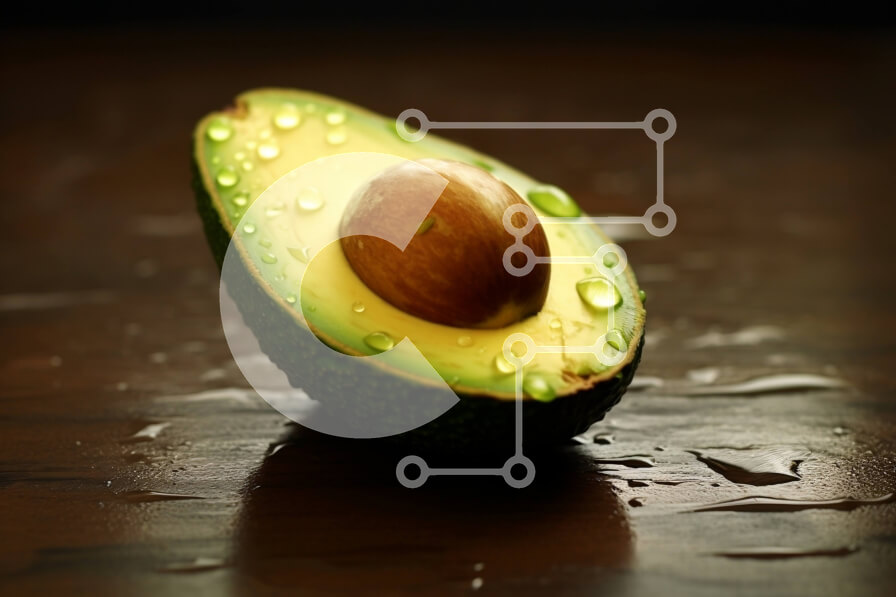 Σετ των 2 Intra Συλλεκτικό Ξύλινο Παζλ Plywood  4mm - Φρέσκια εικόνα ενός ώριμου αβοκάντο με σταγονίδια νερού Σε Ξύλινο Κουτί - Διαστάσεις: 10x10 cm – 25 κομμάτια