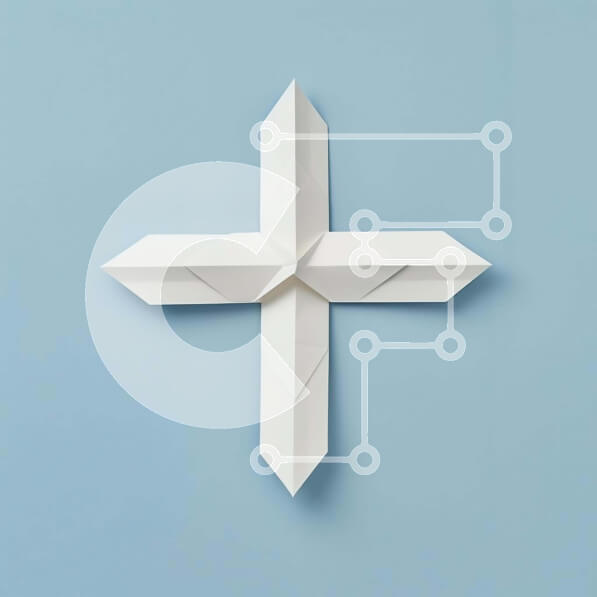 Intra Συλλεκτικό Ξύλινο Παζλ Plywood  4mm - Λευκός σταυρός Origami σε μπλε φόντο Σε Ξύλινο Κουτί - Διαστάσεις Puzzle: 10x10 cm – 25 κομμάτια