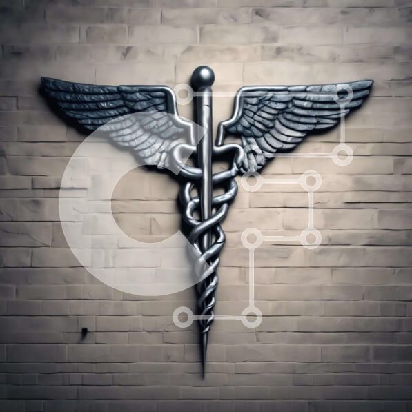 Intra Συλλεκτικό Ξύλινο Παζλ Plywood  4mm - Σύμβολο κηρύκειο σε τοίχο ψαμμίτη Σε Ξύλινο Κουτί - Διαστάσεις Puzzle: 10x10 cm – 25 κομμάτια