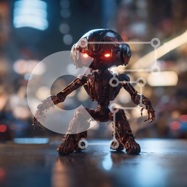 Intra Συλλεκτικό Ξύλινο Παζλ Plywood  4mm - Παιχνίδι ρομπότ με λαμπερά κόκκινα μάτια στην Urban Street Σε Ξύλινο Κουτί - Διαστάσεις: 10x10 cm – 25 κομμάτια