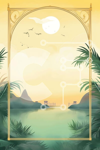 Σετ των 2 Intra Συλλεκτικό Ξύλινο Παζλ Plywood  4mm - Τροπικό τοπίο με περίτεχνο χρυσό πλαίσιο και φοίνικες Σε Ξύλινο Κουτί - Διαστάσεις: 10x10 cm – 25 κομμάτια