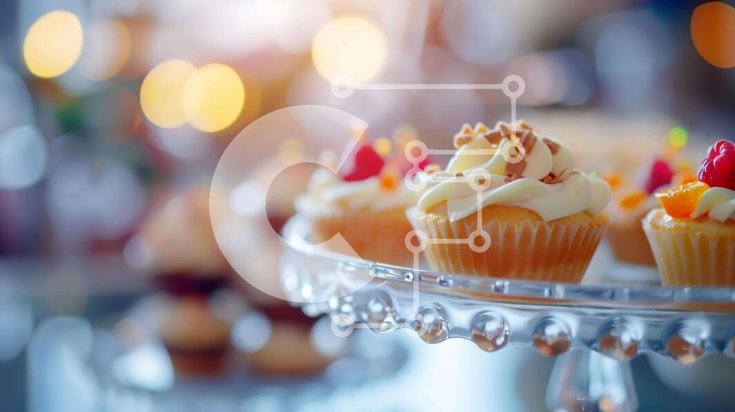 Σετ των 2 Intra Συλλεκτικό Ξύλινο Παζλ Plywood  4mm - Cupcakes σε γυάλινη βάση για κέικ με λευκό παγωμένο και πολύχρωμα ψεκάσματα Σε Ξύλινο Κουτί - Διαστάσεις: 10x10 cm – 25 κομμάτια