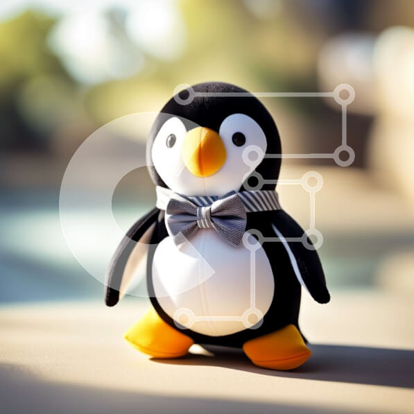 Intra Συλλεκτικό Ξύλινο Παζλ Plywood  4mm - Αξιολάτρευτη εικόνα ενός γεμισμένου παιχνιδιού πιγκουίνου με παπιγιόν Σε Ξύλινο Κουτί - Διαστάσεις: 10x10 cm – 25 κομμάτια