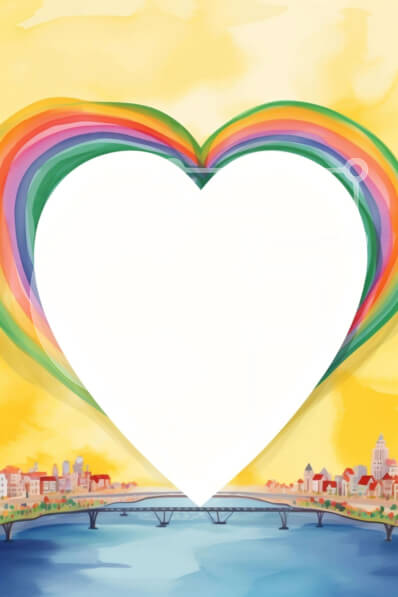 Intra Συλλεκτικό Ξύλινο Παζλ Plywood  4mm - Πλαίσιο σε σχήμα καρδιάς με φόντο πολύχρωμα ουράνια τόξα Σε Ξύλινο Κουτί - Διαστάσεις Puzzle: 10x10 cm – 25 κομμάτια