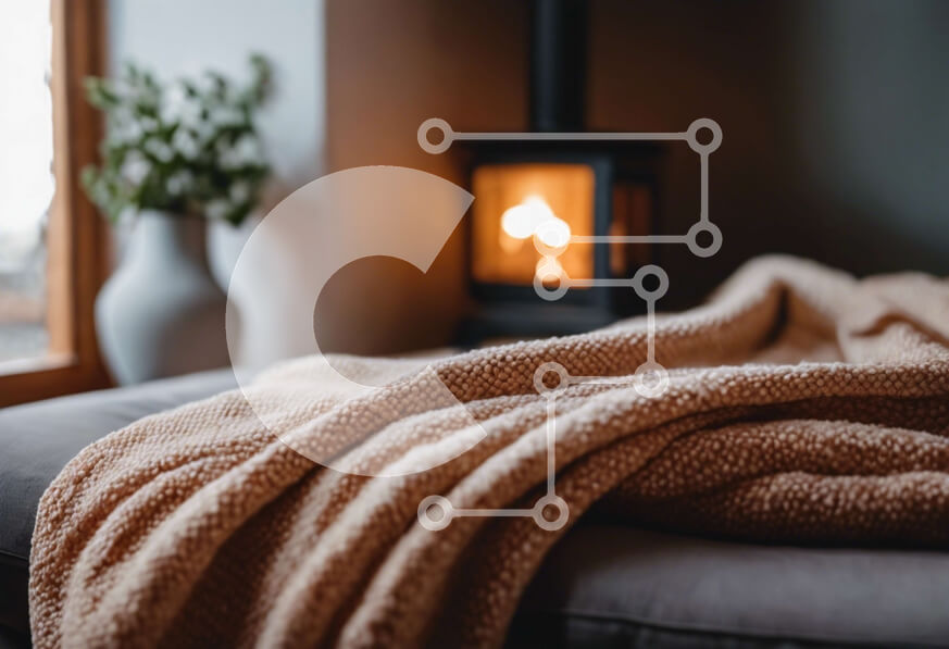 Intra Συλλεκτικό Ξύλινο Παζλ Plywood  4mm - Άνετη κουβέρτα και τζάκι σε ένα χαλαρωτικό σαλόνι Σε Ξύλινο Κουτί - Διαστάσεις Puzzle: 10x10 cm – 25 κομμάτια