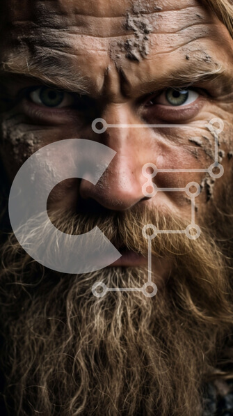 Intra Συλλεκτικό Ξύλινο Παζλ Plywood  4mm - Μυστηριώδης πολεμιστής Βίκινγκ σε σκοτεινό φόντο Σε Ξύλινο Κουτί - Διαστάσεις Puzzle: 10x10 cm – 25 κομμάτια